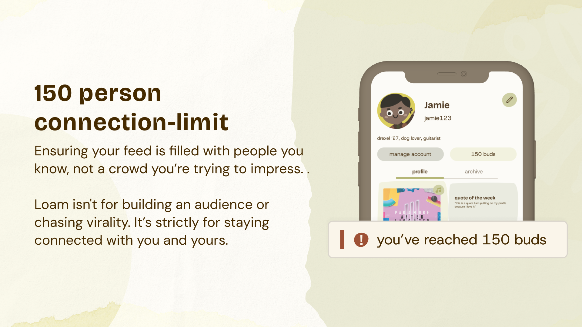 Loam 150 person connection limit